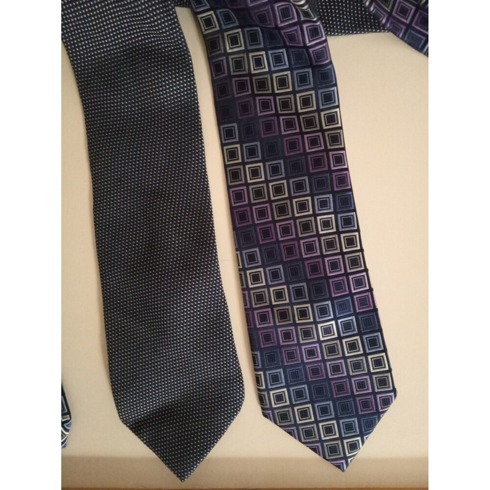 Michael Kors Tie 👔 Designer Blue 100% Silk Set Of 2 Geometric N Dot/Paisley